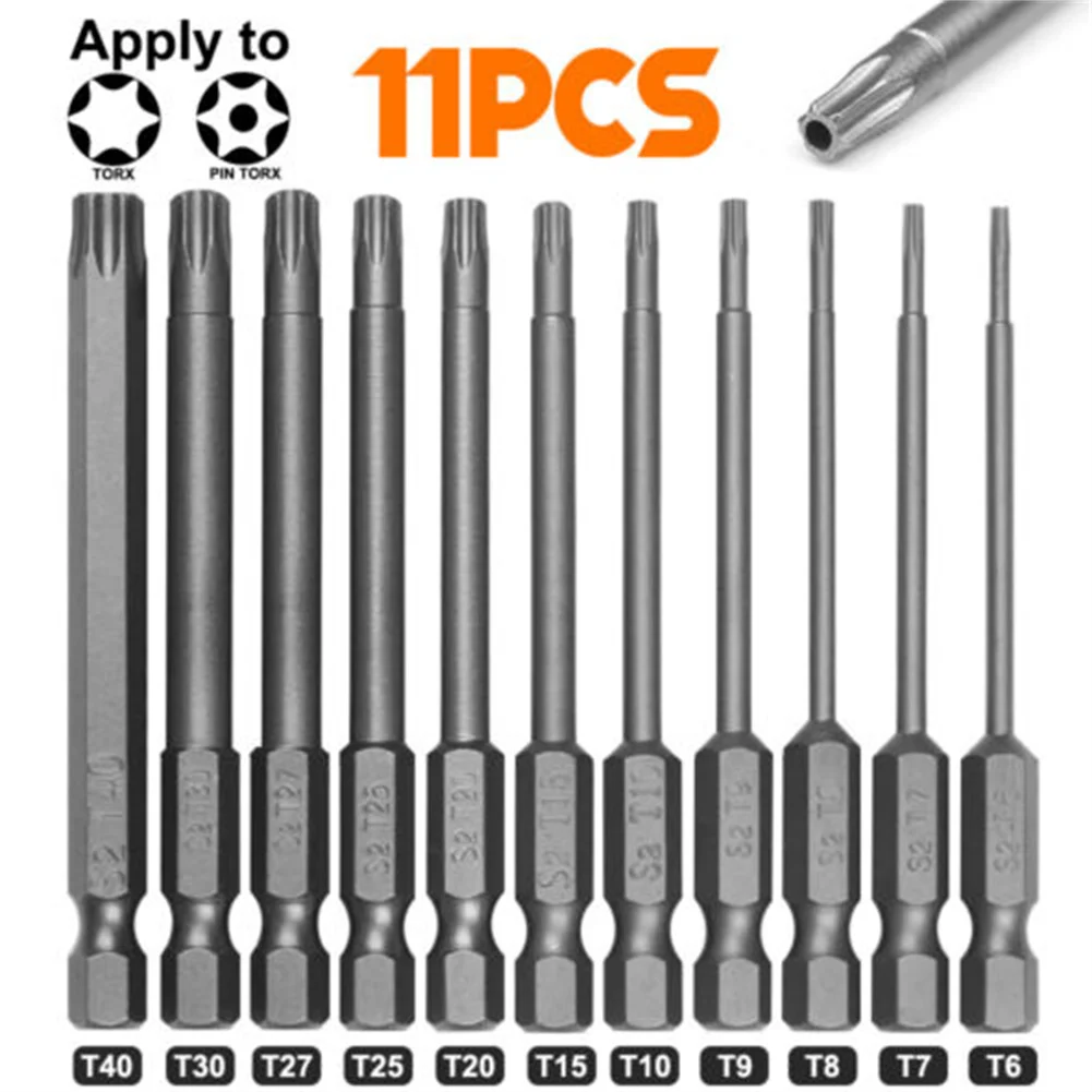 11pcs Torx Screwdriver Bit Set River Tamper Proof Security Drill Magnetic Bit Set Torx Screwdriver Flat Head 75/100mm Extra Long
11pcs Torx Screwdriver Bit Set River Tamper Proof Security Drill Magnetic Bit Set Torx Screwdriver Flat Head 75/100mm Extra Long