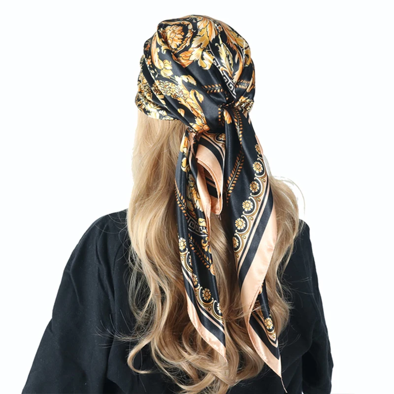 90*90 Silk Shawl Square Scarf For Women Print Headband Foulard Satin Hijab Hair Bands Neckerchief Female Head Wraps Bandana
90*90 Silk Shawl Square Scarf For Women Print Headband Foulard Satin Hijab Hair Bands Neckerchief Female Head Wraps Bandana