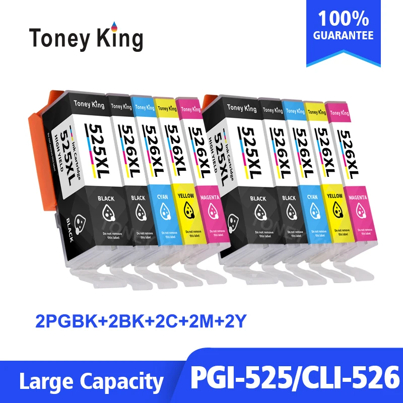 

Toney King 10X PGI-525 CLI-526 PGI525 CLI526 Compatible ink Cartridge For Canon PIXMA MG6150 MG6250 MG8150 MG8250 inkjet printer