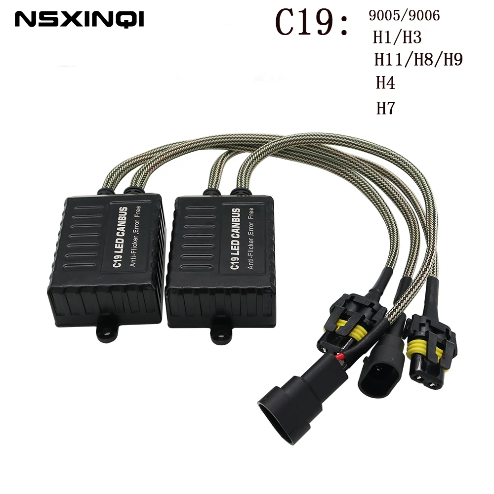 

2PCS C19 H7 H3 H4 H11 H1 9005 9006 LED Resistor Canbus Error Free Decoder Warning Anti Flicker Canceller For Car Headlights