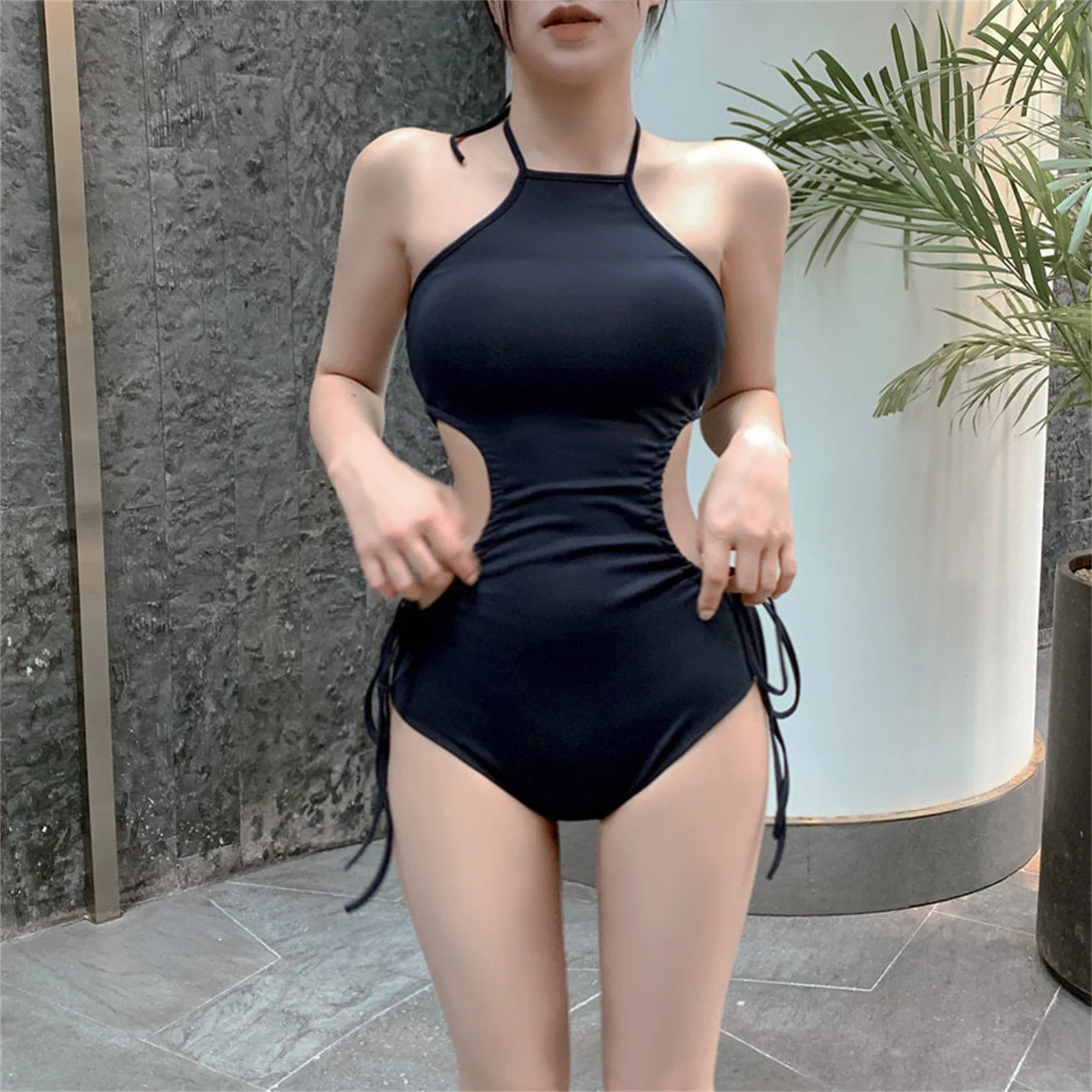 Sexy Women Swimswear Solid Color Slimming Backless Strap Halter Sexy One Piece Swimsuit Women Deep Backless Bathing Swimsuit
Sexy Women Swimswear Solid Color Slimming Backless Strap Halter Sexy One Piece Swimsuit Women Deep Backless Bathing Swimsuit