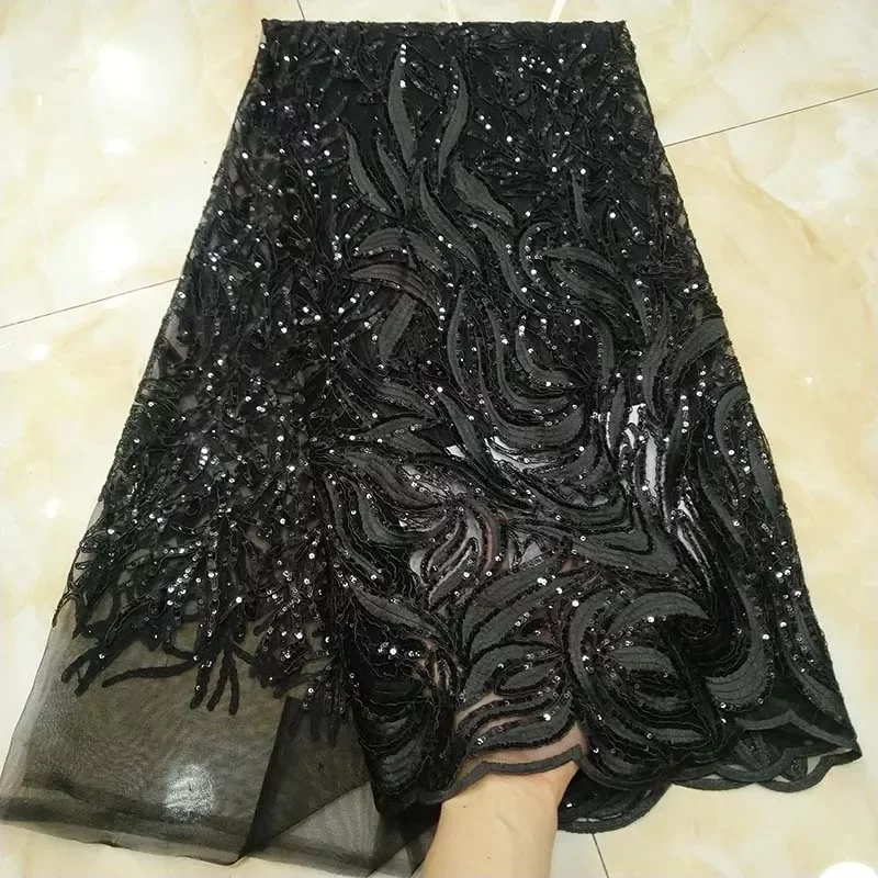 5Yards Black African Net Lace Fabric With Sequins 2022 High Quality French Tulle Lace Nigeria Guipure Material For Wedding Dress
5Yards Black African Net Lace Fabric With Sequins 2022 High Quality French Tulle Lace Nigeria Guipure Material For Wedding Dress