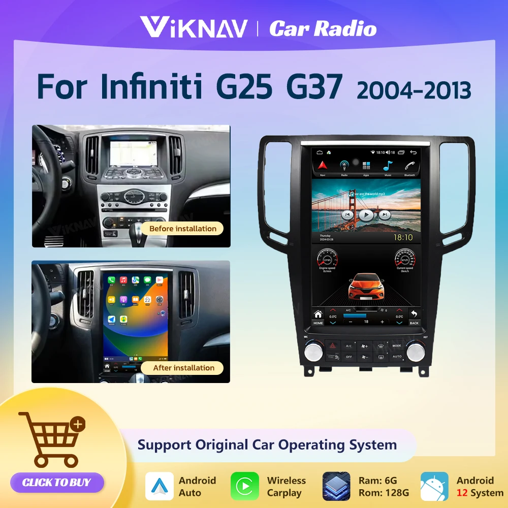12 1-дюймовый автомобильный радиоприемник Android для Infiniti G25 G37 2004-2013 мультимедийный