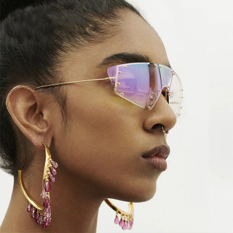 Vintage Cat Eye Sunglasses Women Luxury One Piece Irregular Mirror Pink Lens Rivet Glasses Men Women Eyewear UV400 Hot Trends
Vintage Cat Eye Sunglasses Women Luxury One Piece Irregular Mirror Pink Lens Rivet Glasses Men Women Eyewear UV400 Hot Trends