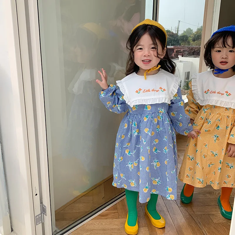 Spring summer kids cotton long sleeve dress Girls floral embroidery Navy collar long dresses
Spring summer kids cotton long sleeve dress Girls floral embroidery Navy collar long dresses