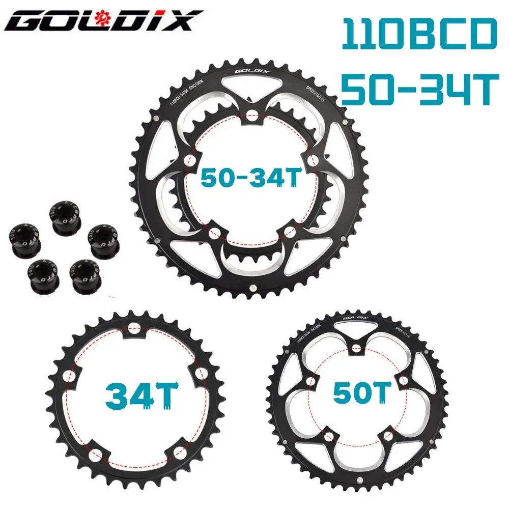 GOLDIX 50T/34T 110BCD Chain Ring Road Bicycle Chainwheel Plate Double Round Chain Ring 9/10/11S Ultralight Bike Parts
GOLDIX 50T/34T 110BCD Chain Ring Road Bicycle Chainwheel Plate Double Round Chain Ring 9/10/11S Ultralight Bike Parts