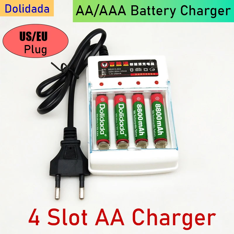 New AA Charger AAA 4 Slot Battery Charger AA/AAA Ni-cd Fast Charge Rechargeable Smart US/EU Plug for 1.2V Battery Charging
New AA Charger AAA 4 Slot Battery Charger AA/AAA Ni-cd Fast Charge Rechargeable Smart US/EU Plug for 1.2V Battery Charging