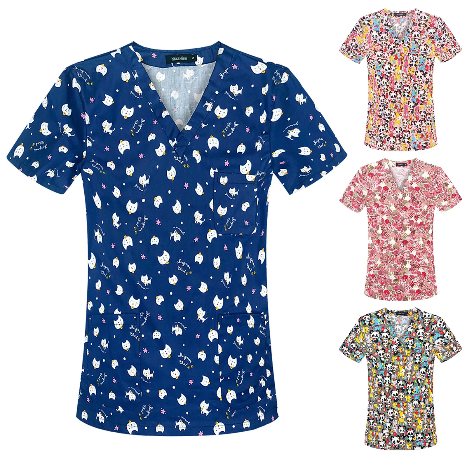 2023 Scrub Uniform Tops Womens Short Sleeve V Neck Cartoon Printed Top Nursed Working T Shirts Blouse With Pockets Pullover
2023 Scrub Uniform Tops Womens Short Sleeve V Neck Cartoon Printed Top Nursed Working T Shirts Blouse With Pockets Pullover