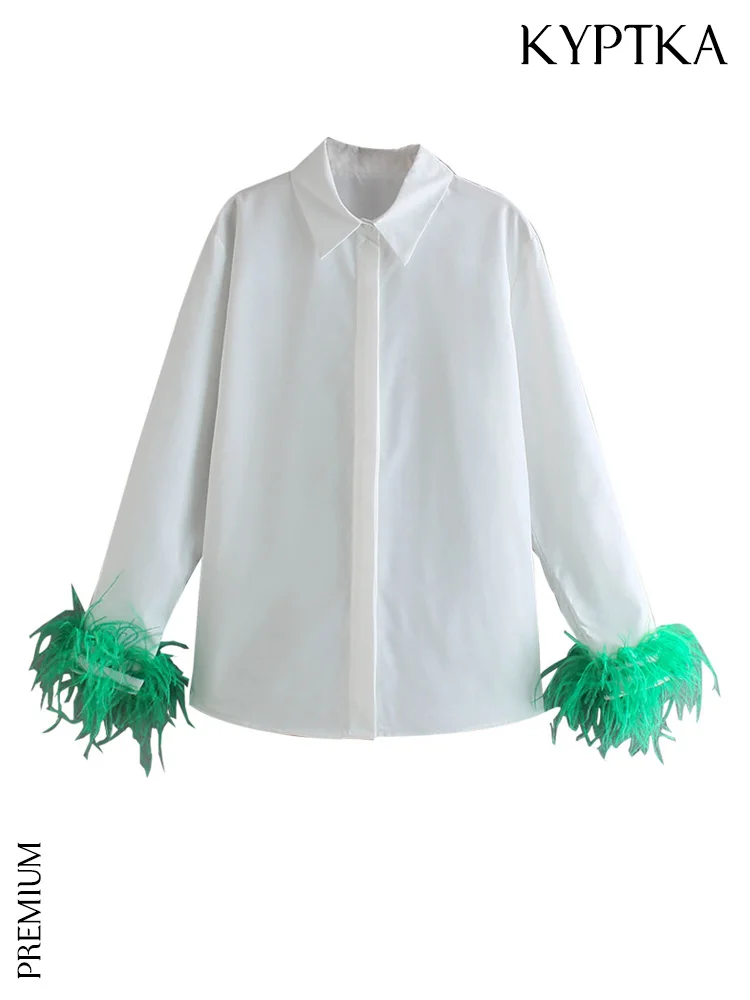KYPTKA Women Fashion With Feathers Loose Poplin Blouses Vintage Long Sleeve Button-up Female Shirts Blusas Chic Tops
KYPTKA Women Fashion With Feathers Loose Poplin Blouses Vintage Long Sleeve Button-up Female Shirts Blusas Chic Tops