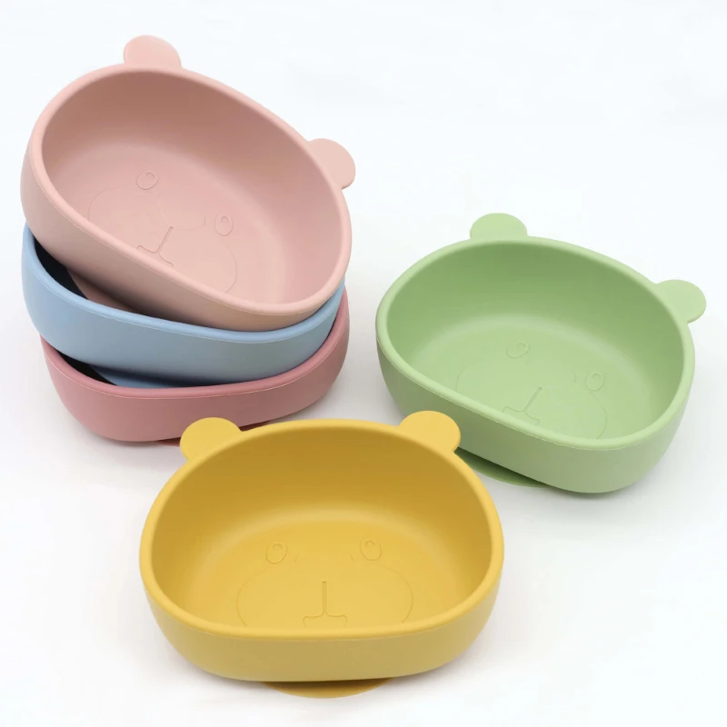 

Silicone Baby Feeding Bowl Bear Tableware Waterproof Spoon Non-Slip Crockery BPA Free Silicone Dishes for Baby Bowl Baby Plate
