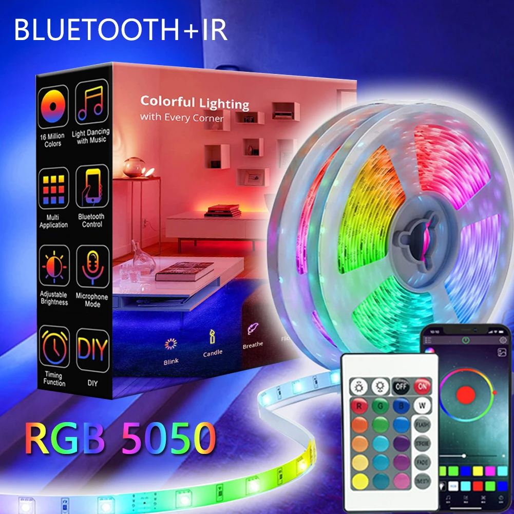 5M Led Strip Light Led Tape 5050 RGB Light 60led USB Music Light Bluetooth Flexible Ribbon Diode TV Backlight Room Decoration 
5M Led Strip Light Led Tape 5050 RGB Light 60led USB Music Light Bluetooth Flexible Ribbon Diode TV Backlight Room Decoration