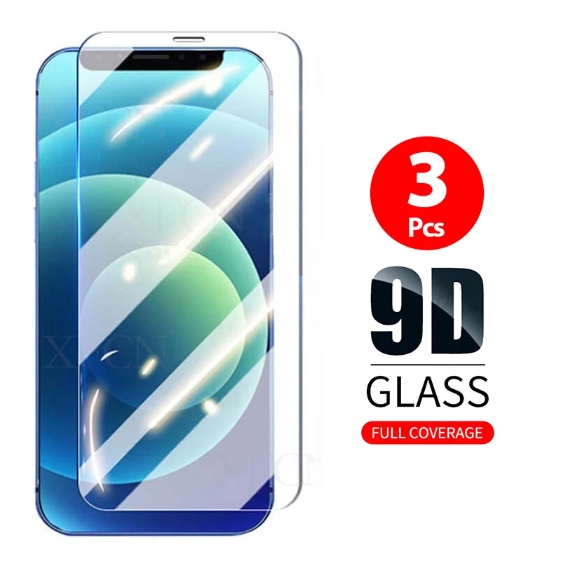 

3Pcs 9D Films on For iphone x 11 12 13pro xs max clear cover screen protectors glas for iphone 13 13mini iphone13 mini tempered