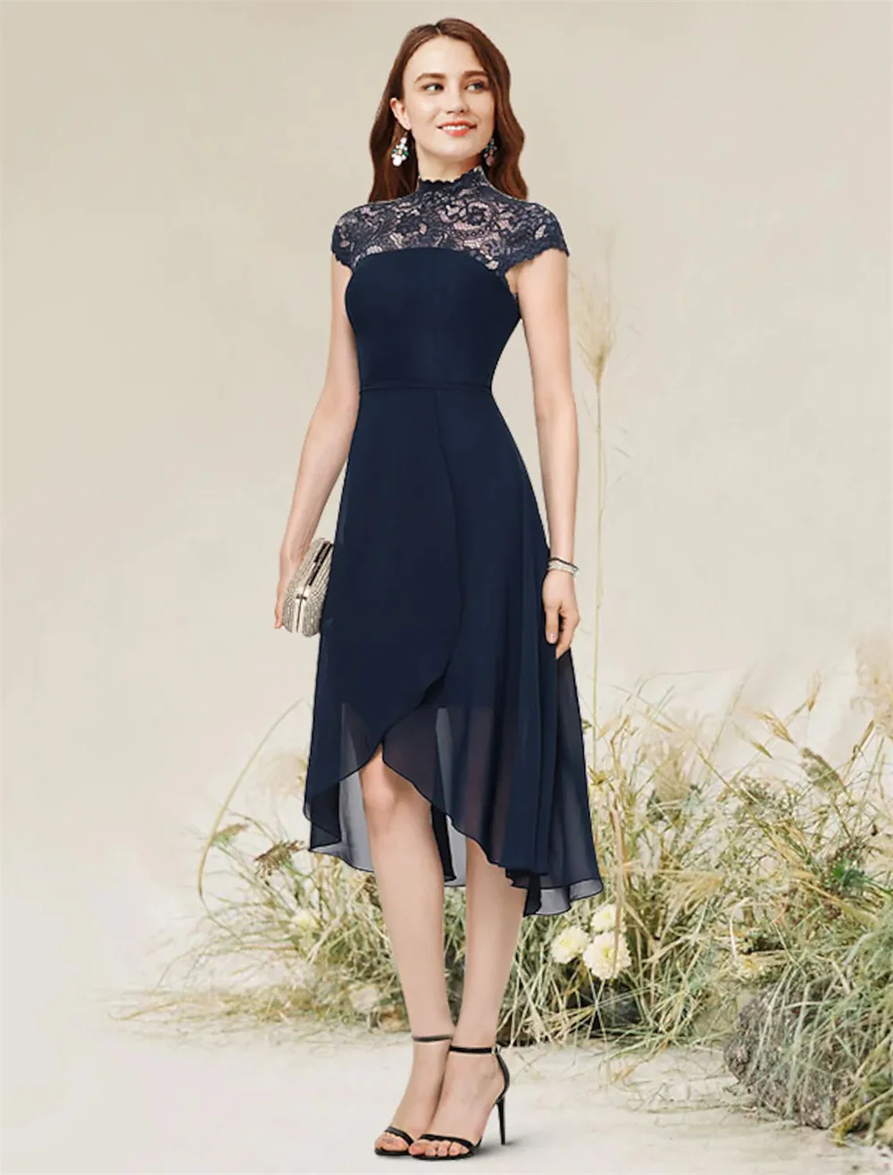 A-Line Cocktail Dresses Flirty Elegant Dress Homecoming Wedding Guest Asymmetrical Jewel Neck Sleeveless Chiffon with Lace Inser
A-Line Cocktail Dresses Flirty Elegant Dress Homecoming Wedding Guest Asymmetrical Jewel Neck Sleeveless Chiffon with Lace Inser