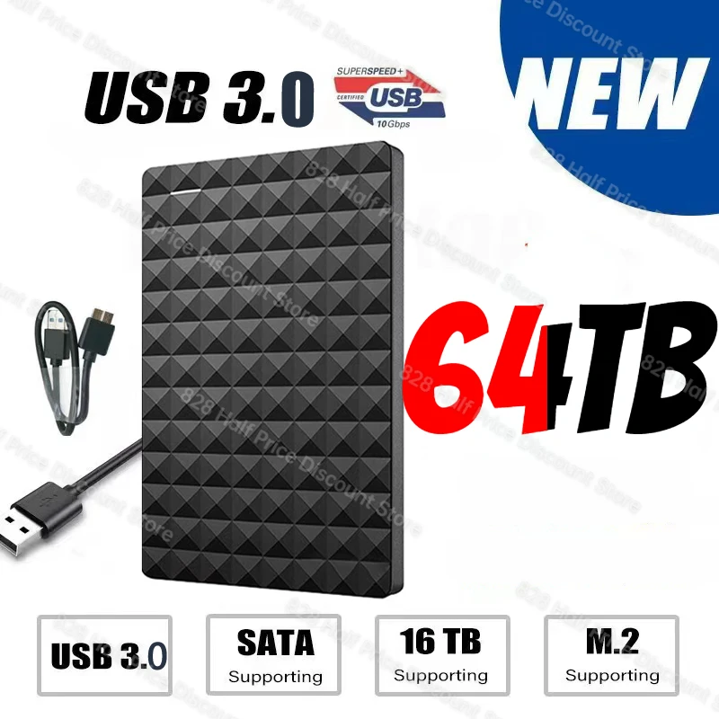

Expansion HDD Hard Drive 500GB 1TB 2TB 4TB USB3.0 External 2.5inch Capacity 64TB External Hard Disk for Computer ps5 Portable