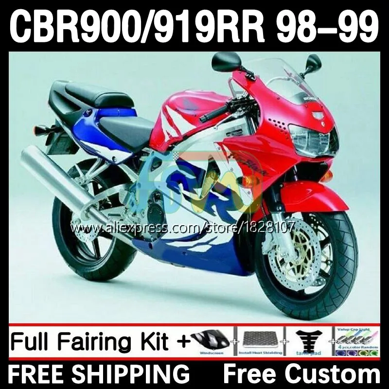 

Fairings For HONDA CBR 919RR Red blue 900RR 919 CBR900 CBR919 RR 98-99 32No.43 900CC CBR900RR 98 99 CBR919RR 1998 1999 Body