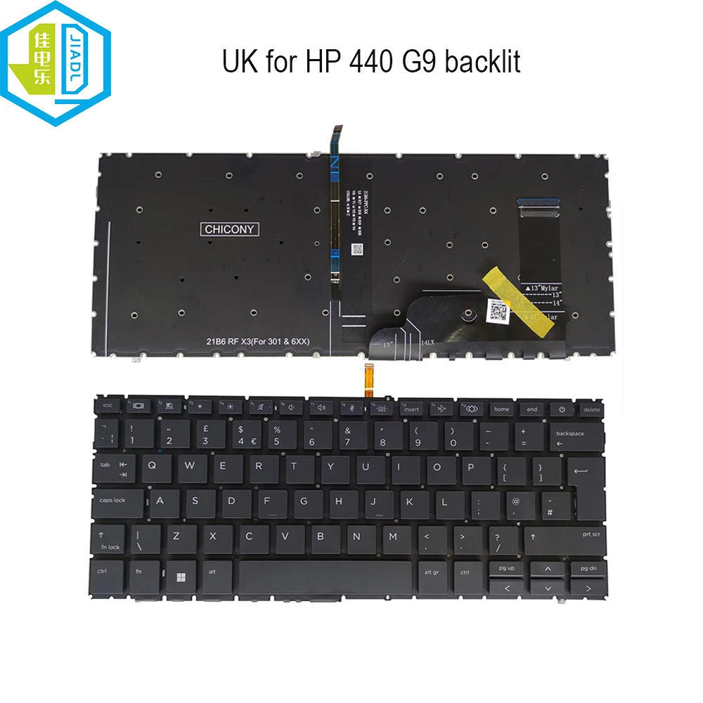 

New UK GB Laptop Backlit Keyboard for HP ProBook 440 G9 British QWERTY notebook pc backlight replacement Keyboards Euro keycaps