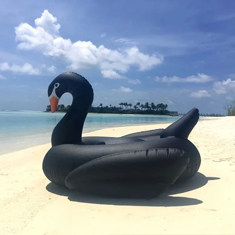 

Cool 190cm Black Swan Giant Pool Float Inflatable Circle Swimming Rings Ride-On Inflat Mattress Floating Bed Summer Party Pool