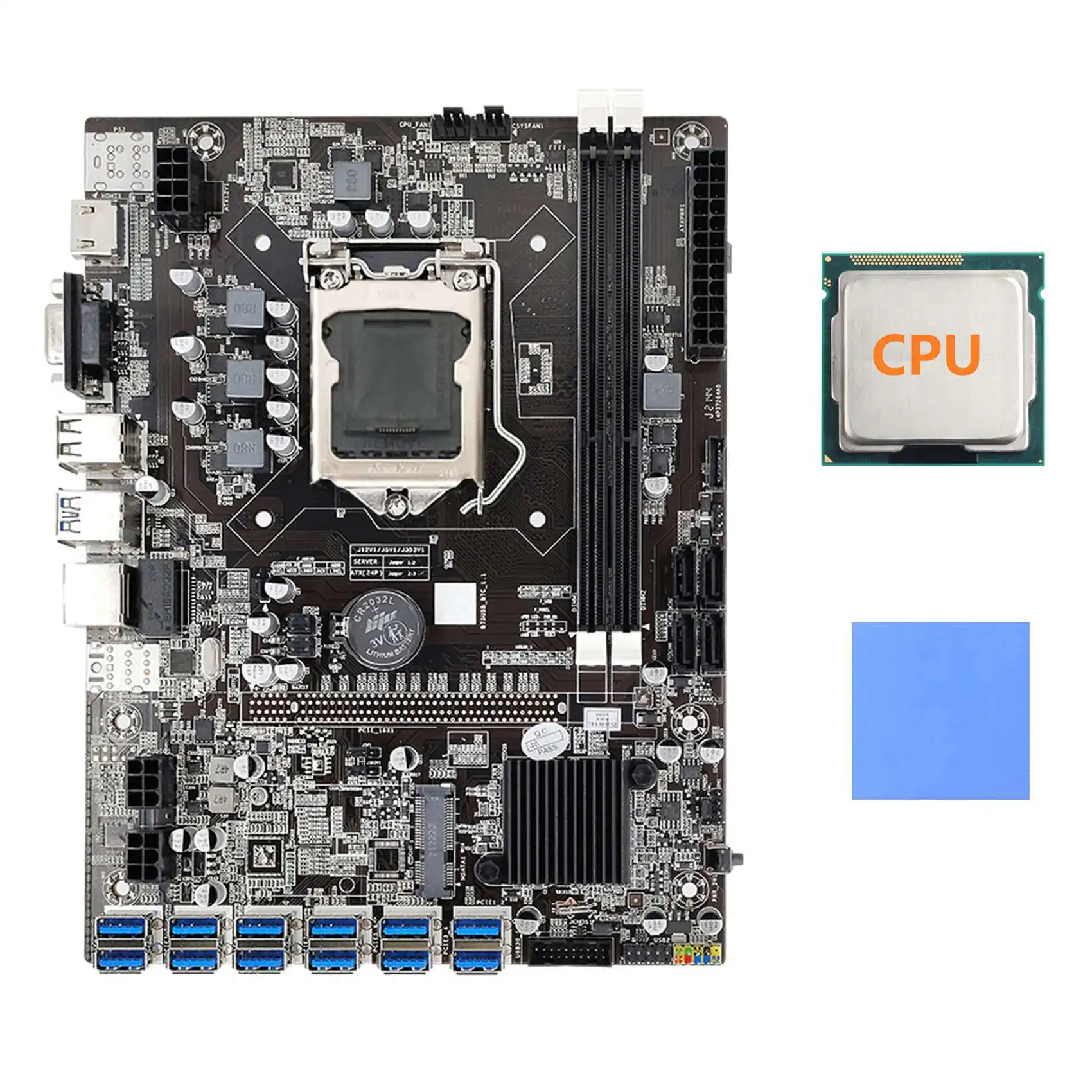 B75 ETH Mining Motherboard with CPU+Thermal Pad LGA1155 12 PCIE to USB Adapter MSATA DDR3 B75 USB BTC Miner Motherboard
B75 ETH Mining Motherboard with CPU+Thermal Pad LGA1155 12 PCIE to USB Adapter MSATA DDR3 B75 USB BTC Miner Motherboard