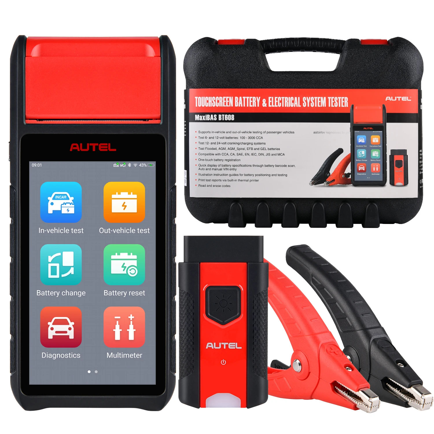 Autel MaxiBAS BT608E Intelligent Battery Health Cold Cranking Ability Electrical System Diagnostics BT608 E Upgraded BT508/BT506
Autel MaxiBAS BT608E Intelligent Battery Health Cold Cranking Ability Electrical System Diagnostics BT608 E Upgraded BT508/BT506