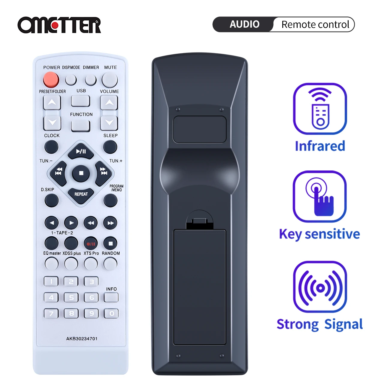 AKB30234701 For LG Remote Control Stereo Audio Video Player/3cd Changer Mini Hi-Fi Speak LM-U360 LM-U1560 LM-U1060 LM-U560
AKB30234701 For LG Remote Control Stereo Audio Video Player/3cd Changer Mini Hi-Fi Speak LM-U360 LM-U1560 LM-U1060 LM-U560