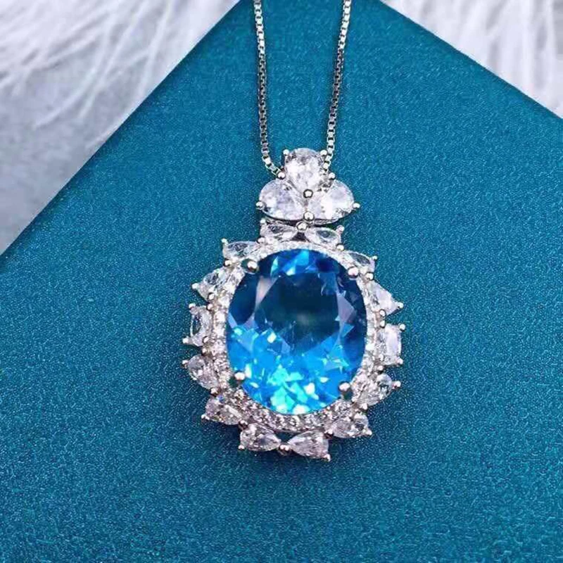 New Swiss Blue Topaz Pendant Female 10*12mm Trendy Fashion Luxury Necklace Inlaid Jewelry Accessories
New Swiss Blue Topaz Pendant Female 10*12mm Trendy Fashion Luxury Necklace Inlaid Jewelry Accessories
