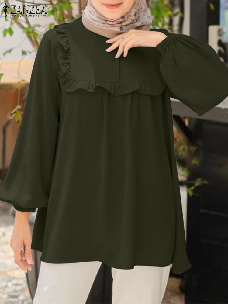 ZANZEA Fashion Ruffles Muslim Tops Women Vintage Holiday Blusas Elegant Blouse Female Casual Solid Color Chemise Ramadan Abaya
ZANZEA Fashion Ruffles Muslim Tops Women Vintage Holiday Blusas Elegant Blouse Female Casual Solid Color Chemise Ramadan Abaya