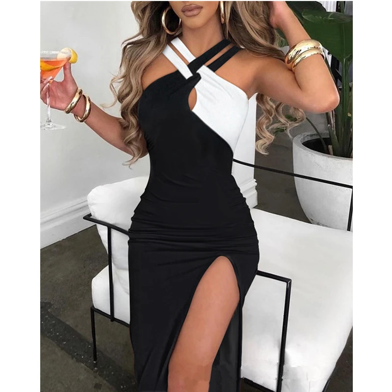 Women Elegant Sleeveless High Waist Corset Hollow Out Long Dress Print Crisscross Halter High Slit Party Dress
Women Elegant Sleeveless High Waist Corset Hollow Out Long Dress Print Crisscross Halter High Slit Party Dress