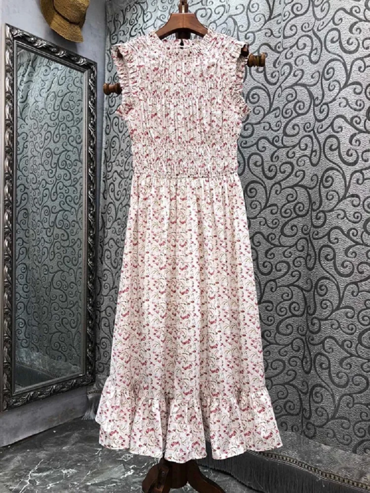New 2022 Summer Fashion Style Dress High Quality Women Sweet Little Floral Prints Elastic Waist Sleeveless Mid-Calf Dress Runway
New 2022 Summer Fashion Style Dress High Quality Women Sweet Little Floral Prints Elastic Waist Sleeveless Mid-Calf Dress Runway