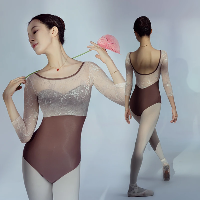 

Lace Ballet Leotard Women Aerial Yoga Tights Stage Costume Gymnastics Bodysuit Ballerina Outfit Classical Dancer Outfit JL4875