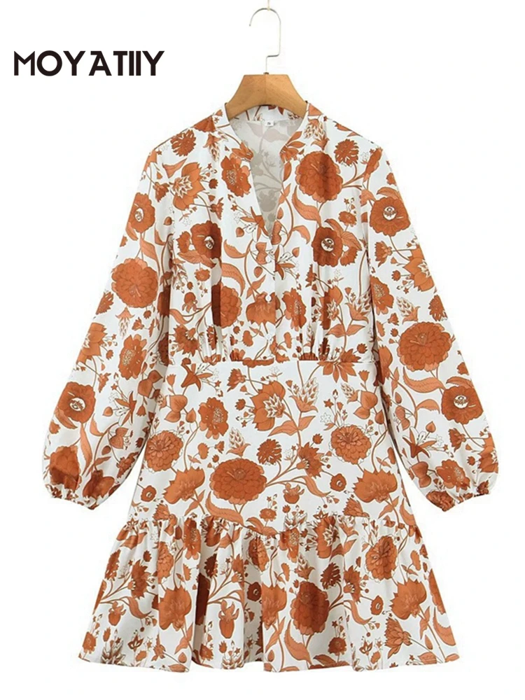 Женское платье с принтом и оборками MOYATIIY, модное весеннее офисное мини-платье с длинным рукавом-фонариком для дам
Женское платье с принтом и оборками MOYATIIY, модное весеннее офисное мини-платье с длинным рукавом-фонариком для дам
