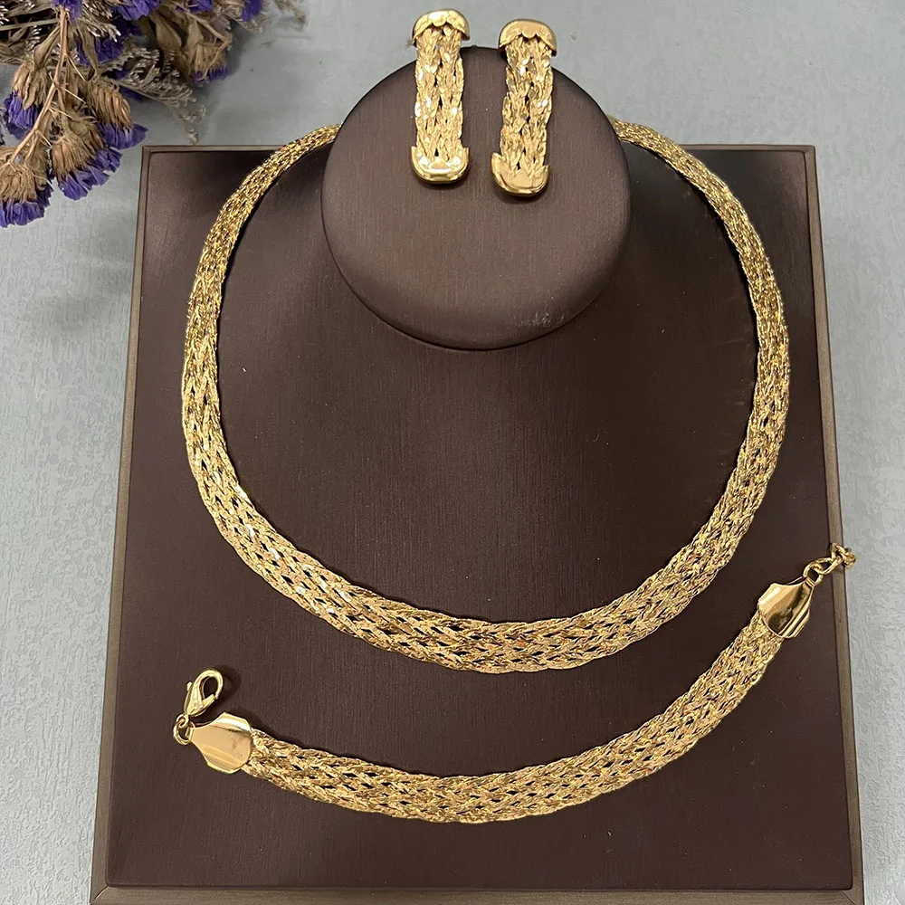 Brazilian Necklace Jewelry Set for Women Glittering Earrings Bracelet Bangle Elegant Jewelry Sets Choker Pendant for Party Gift
Brazilian Necklace Jewelry Set for Women Glittering Earrings Bracelet Bangle Elegant Jewelry Sets Choker Pendant for Party Gift