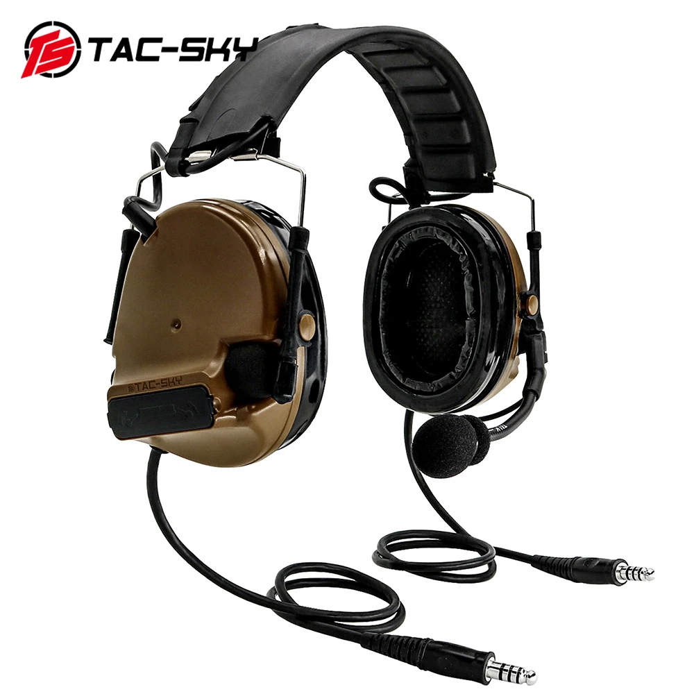 

TS TAC-SKY New Dual Communication Silicone Earmuffs Removable Headband Tactical COMTAC III Headphone Noise Cancelling Pickup