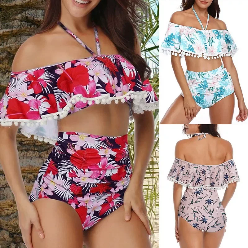 Women Retro Bikini Flounce Tassel Off Shoulder Neck Crop Swimsuit Ladies Halter Ball Fringe Print High Waist Split Swimsuit
Women Retro Bikini Flounce Tassel Off Shoulder Neck Crop Swimsuit Ladies Halter Ball Fringe Print High Waist Split Swimsuit