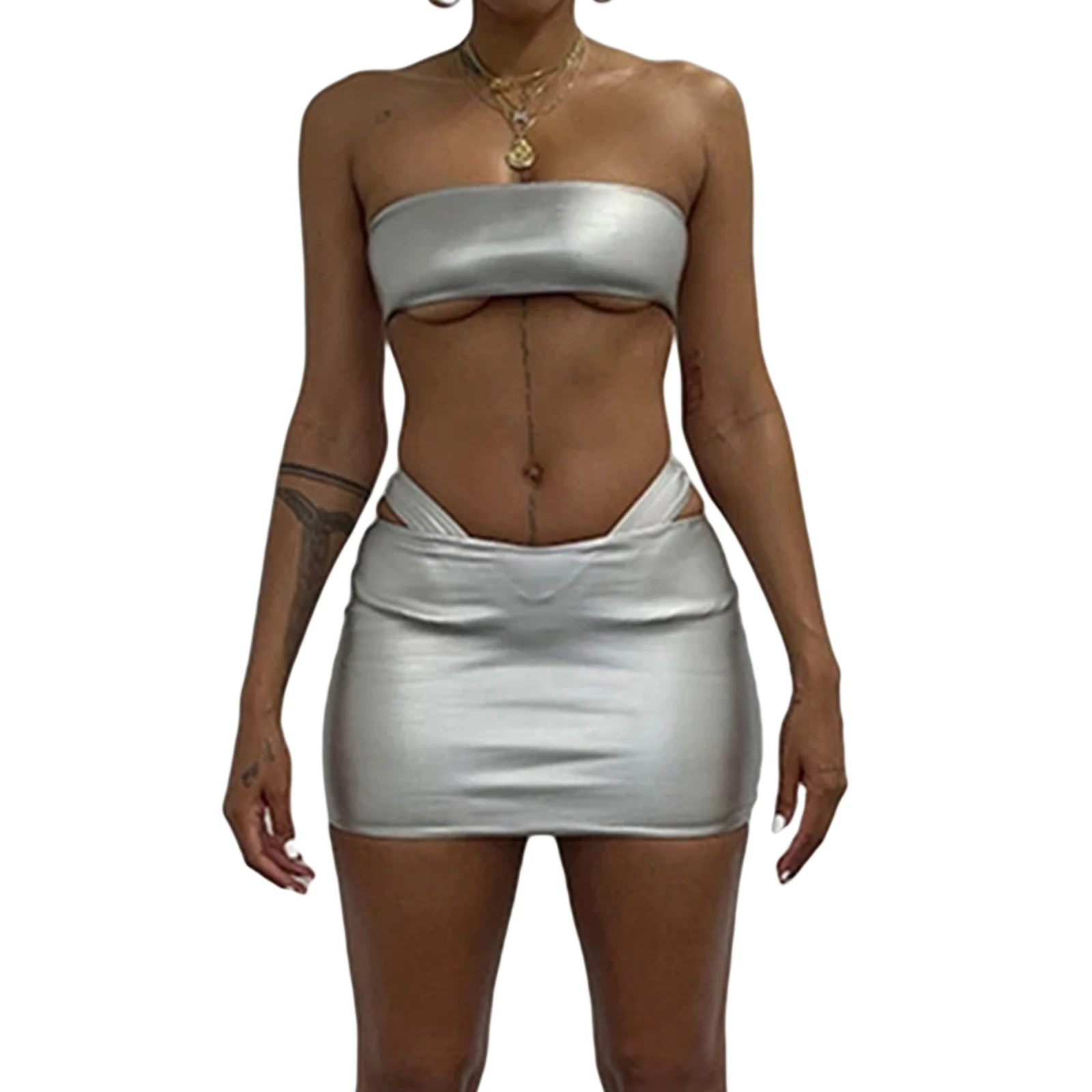 Women Summer Solid Two Piece Set Sexy Wrapped Chest Hot + Hollow Out Skinny Fashion Short Skirt Clubwear Female Suit
Women Summer Solid Two Piece Set Sexy Wrapped Chest Hot + Hollow Out Skinny Fashion Short Skirt Clubwear Female Suit