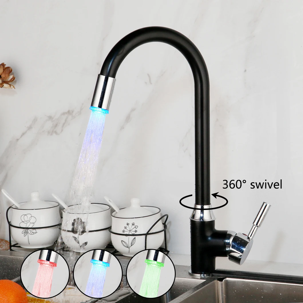 YANKSMART Polish Black Sink Faucets Kitchen Basin Mixer Tap 360 Swivel Faucet LED Kitchen Faucets Hot & Cold Water Tap
YANKSMART Polish Black Sink Faucets Kitchen Basin Mixer Tap 360 Swivel Faucet LED Kitchen Faucets Hot & Cold Water Tap
