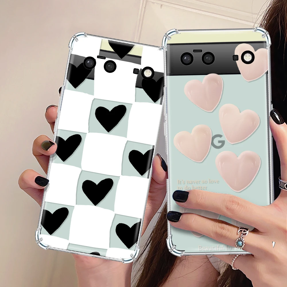 Love Heart Transparent Phone Case for Google Pixel 7a 7Pro 7 Luxury Shockproof Soft Silicone Coque for Pixel 6a 6 6Pro Cover 
Love Heart Transparent Phone Case for Google Pixel 7a 7Pro 7 Luxury Shockproof Soft Silicone Coque for Pixel 6a 6 6Pro Cover