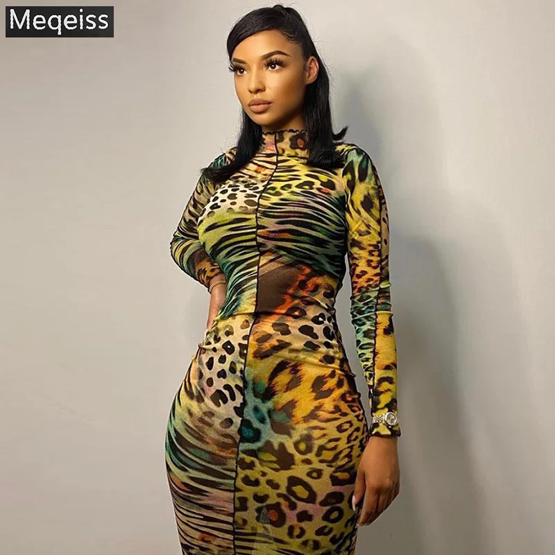 Meqeiss Vintage Leopard Pattern Multicolor Midi Dress Women Autumn Bodycon Ruffle Mesh High Streetwear Sexy See Through Clubwear
Meqeiss Vintage Leopard Pattern Multicolor Midi Dress Women Autumn Bodycon Ruffle Mesh High Streetwear Sexy See Through Clubwear