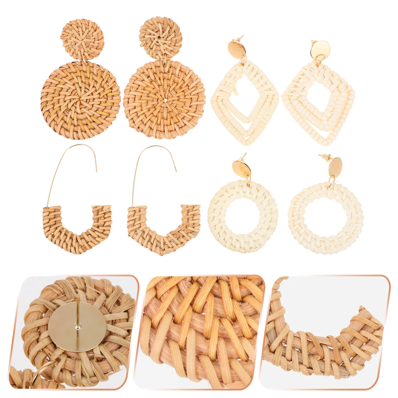 4 Pairs Sector Hand Woven Earrings Miss Trendy Dangle Women Wood Decorative Studs Set
4 Pairs Sector Hand Woven Earrings Miss Trendy Dangle Women Wood Decorative Studs Set