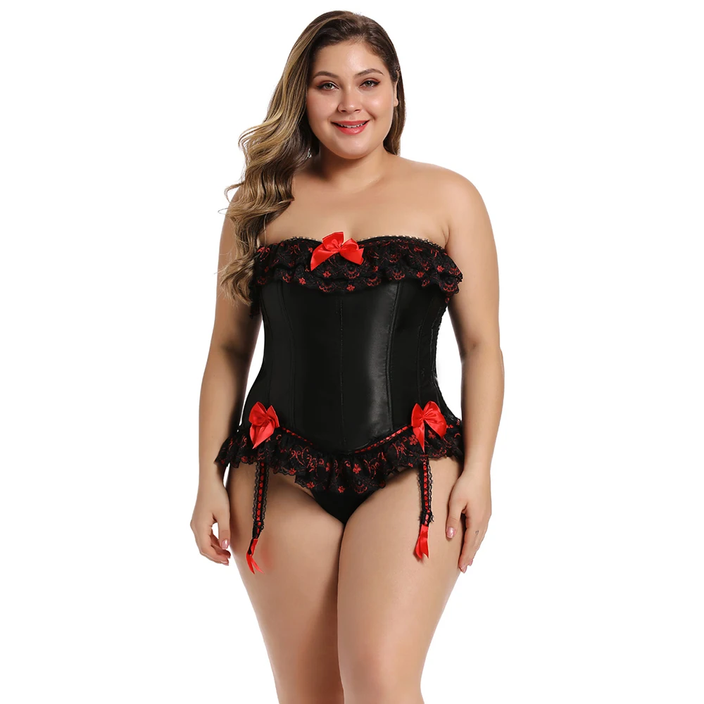 Plus Size Overbust Corset Side Hooks Closure Lace Trim Waist Bustier Top With Suspenders
Plus Size Overbust Corset Side Hooks Closure Lace Trim Waist Bustier Top With Suspenders