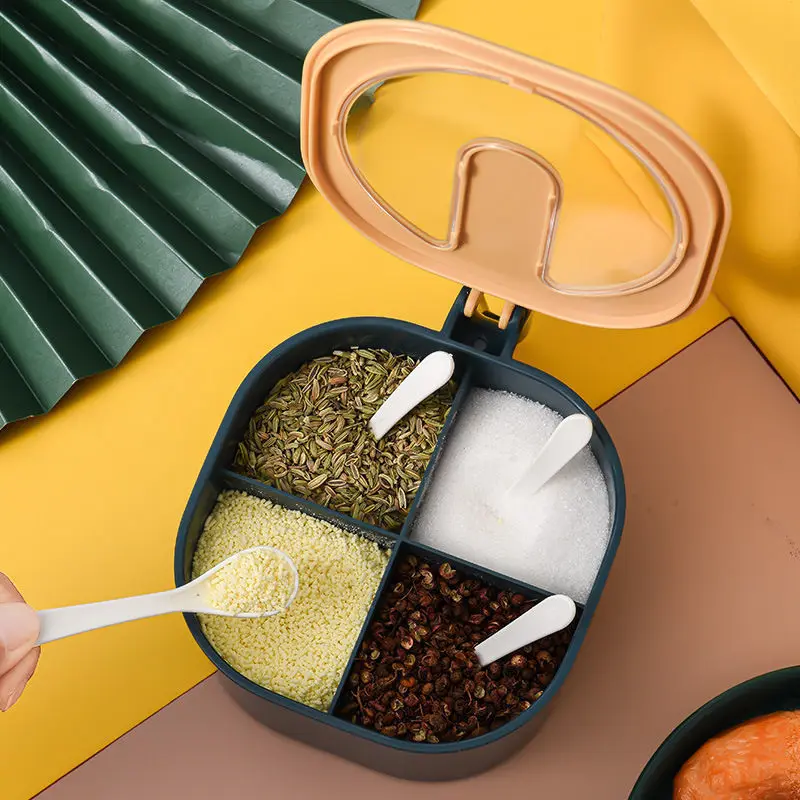 4-in-1 Seasoning Box with Spoon, Kitchen Storage Container for Kitchen Organization Household Kitchen Storage Seasoning Box
4-in-1 Seasoning Box with Spoon, Kitchen Storage Container for Kitchen Organization Household Kitchen Storage Seasoning Box