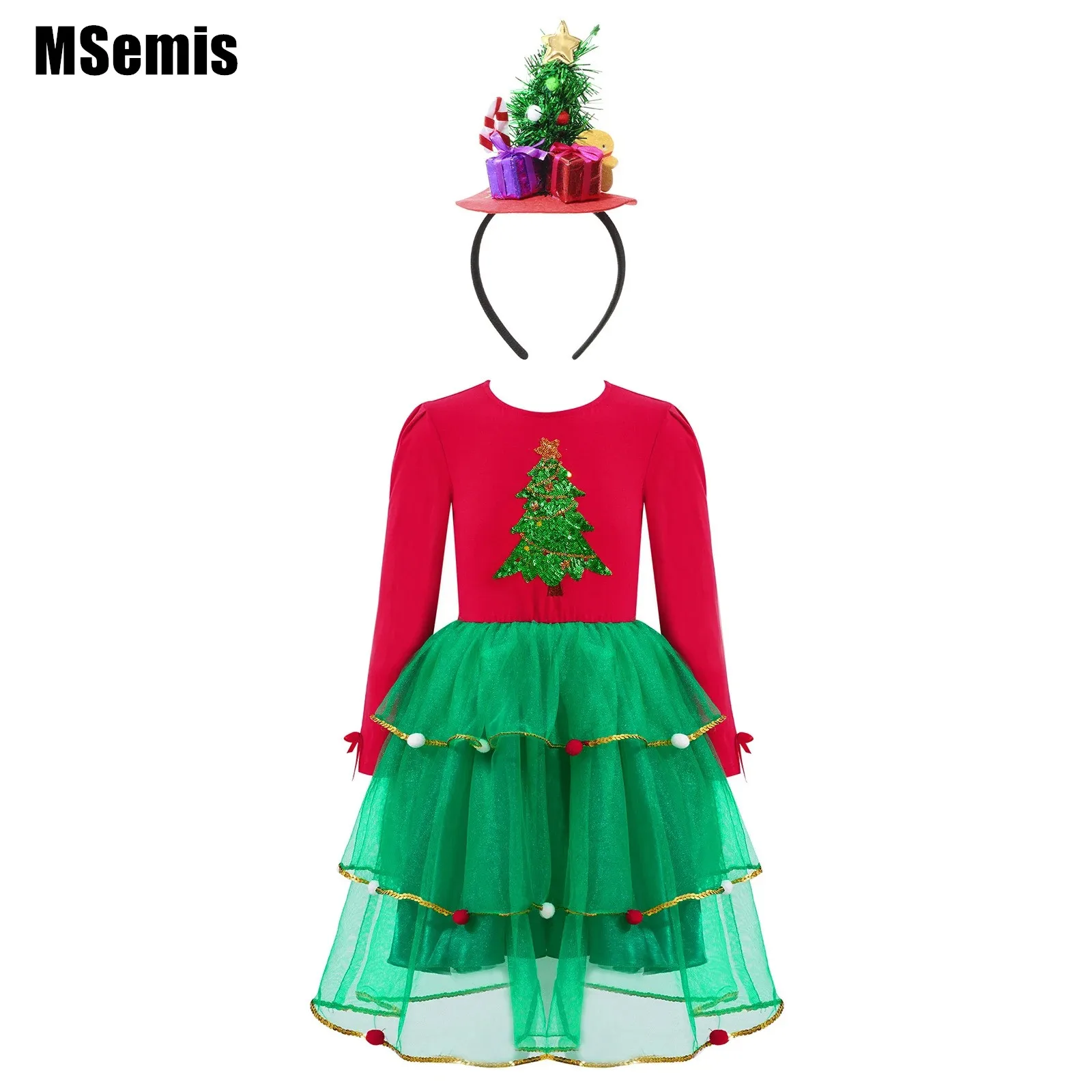 Kids Girls Christmas Costume Set Long Sleeve Pompoms Adorned Layered Dress+Headband for Party Cosplay Stage Performance Clothes
Kids Girls Christmas Costume Set Long Sleeve Pompoms Adorned Layered Dress+Headband for Party Cosplay Stage Performance Clothes