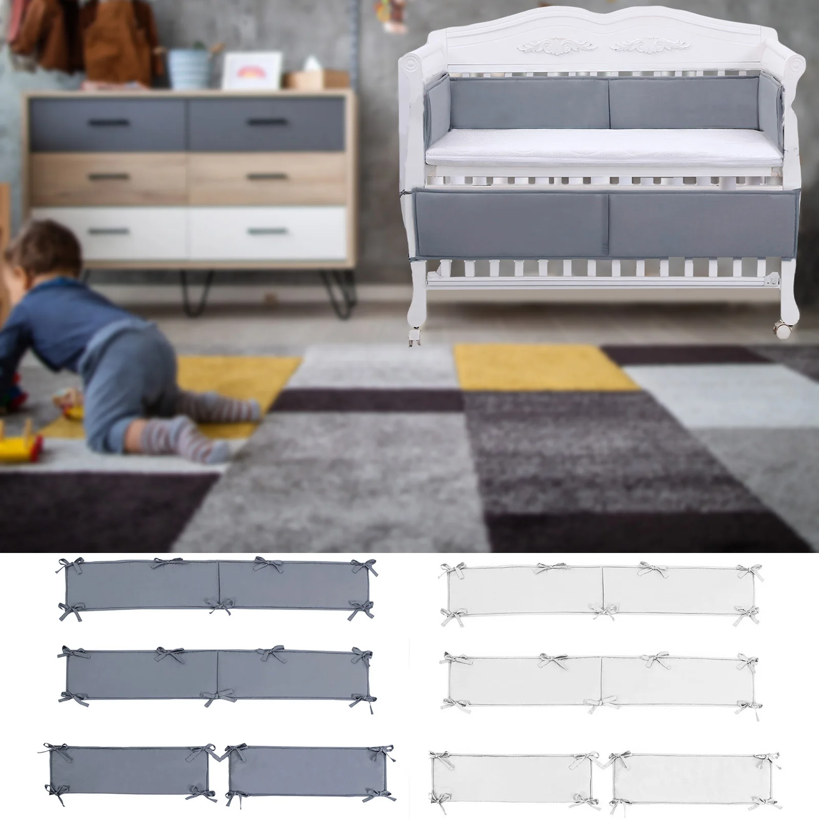 Mesh Crib Liner Washable Anti-Bump Padded Cotton Rail Guard Crib Bedding Bumpers Solid Color 4 In 1 Breathable Mini Mesh Baby
Mesh Crib Liner Washable Anti-Bump Padded Cotton Rail Guard Crib Bedding Bumpers Solid Color 4 In 1 Breathable Mini Mesh Baby
