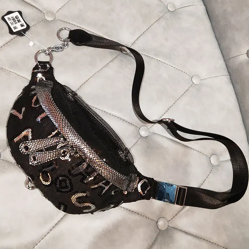 European and American Stylish Bag Alphabet Sequins Trendy Women's Chest Bag Shiny Shoulder Bag Large Capacity Lightweight
European and American Stylish Bag Alphabet Sequins Trendy Women's Chest Bag Shiny Shoulder Bag Large Capacity Lightweight