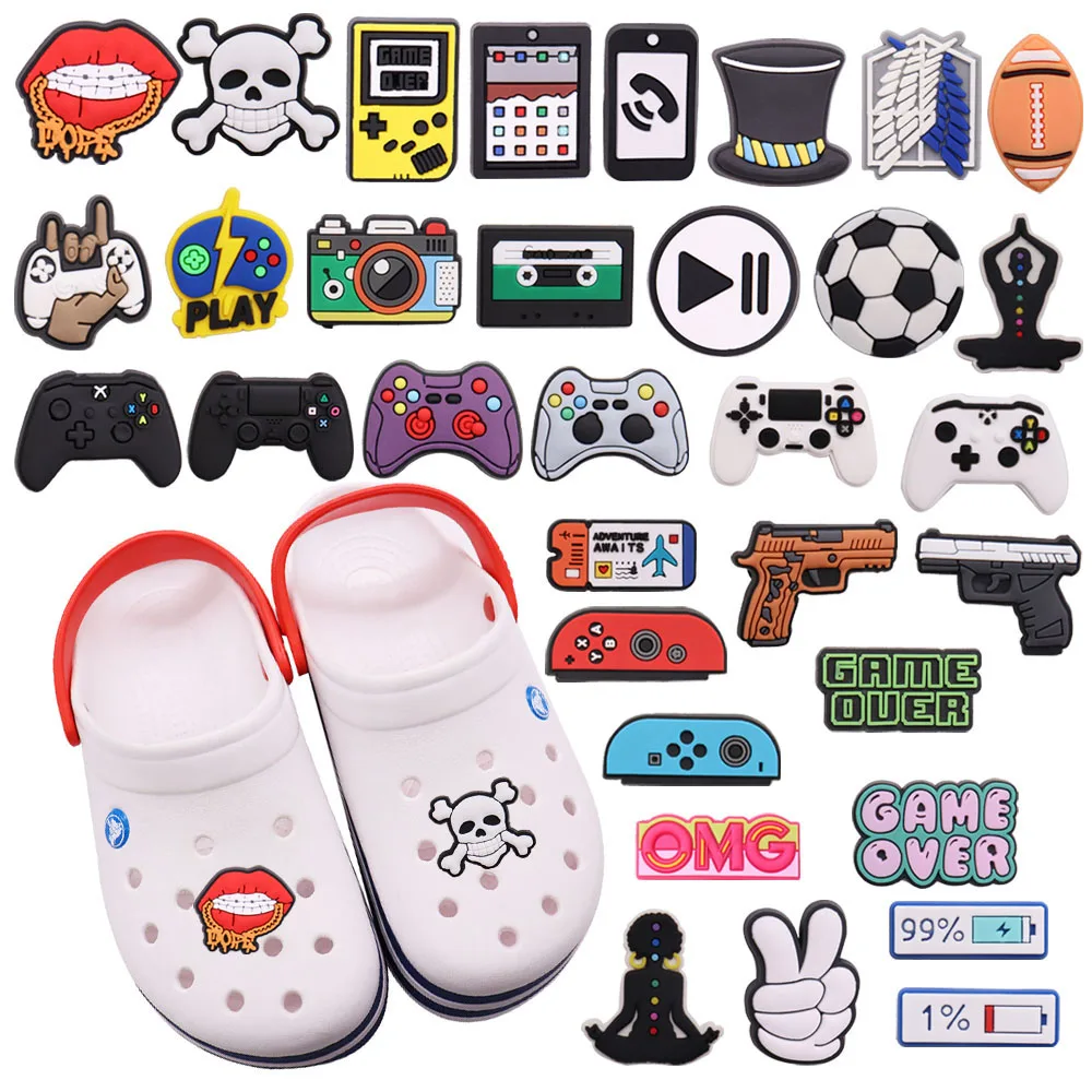 New Arrival 1pcs Shoe Charms Rugby Football Gamepad Camera Accessorie PVC Kids Shoe Buckle Fit Wristbands Birthday Present
New Arrival 1pcs Shoe Charms Rugby Football Gamepad Camera Accessorie PVC Kids Shoe Buckle Fit Wristbands Birthday Present