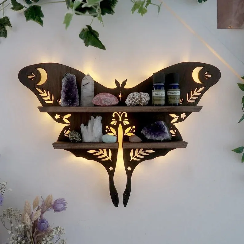 Butterfly Wooden Shelf Crystal Essential Oil Storage Rack Wall Display Decor Stand Wall Mount Living Bedroom Organizer Shelf
Butterfly Wooden Shelf Crystal Essential Oil Storage Rack Wall Display Decor Stand Wall Mount Living Bedroom Organizer Shelf