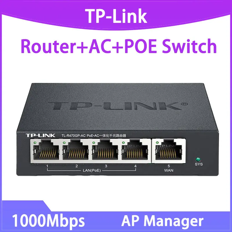 

TP-LINK Full Gigabit 1000Mbps Port R470GP-AC Router PoE Power Supply Network Switch Enterprise AP Controller IPV6 MESH