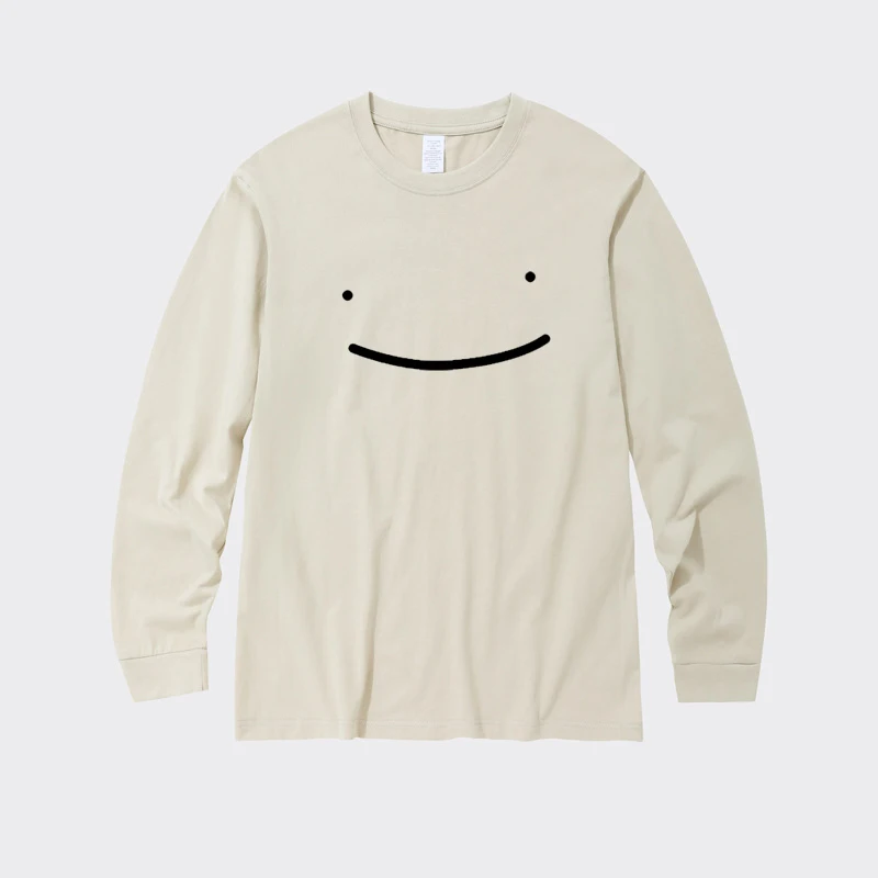 

Men's Long Sleeve T-shirt Smile Print Rib Cuff Oversize Bottom Shirt Outdoor Gym Golf Autumn Harajuku Loose Ins Trendy Chic Top