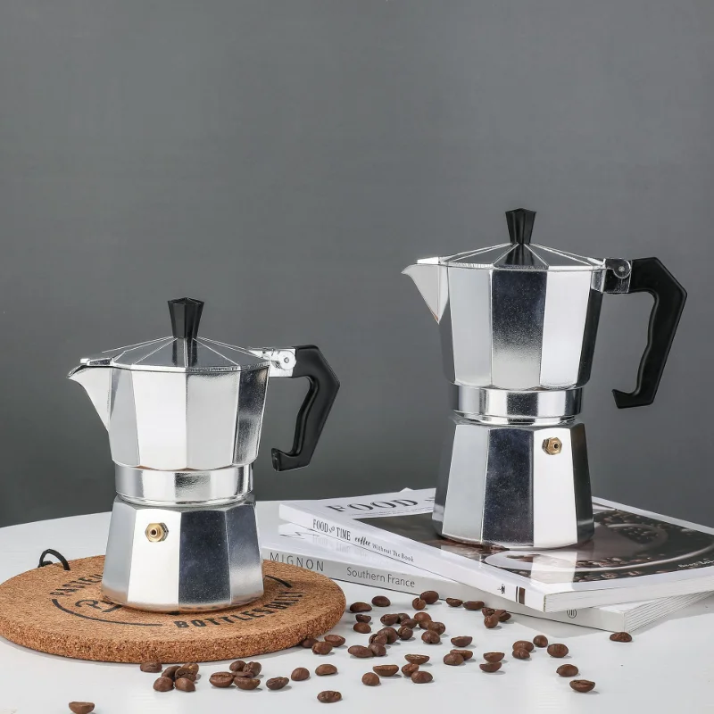 Aluminum Mocha Coffee Pot Rapid Stovetop Coffee Brewer Stovetop Espresso Kitchen Moka Pot 50/100/150/300/450/600ml Teapot
Aluminum Mocha Coffee Pot Rapid Stovetop Coffee Brewer Stovetop Espresso Kitchen Moka Pot 50/100/150/300/450/600ml Teapot