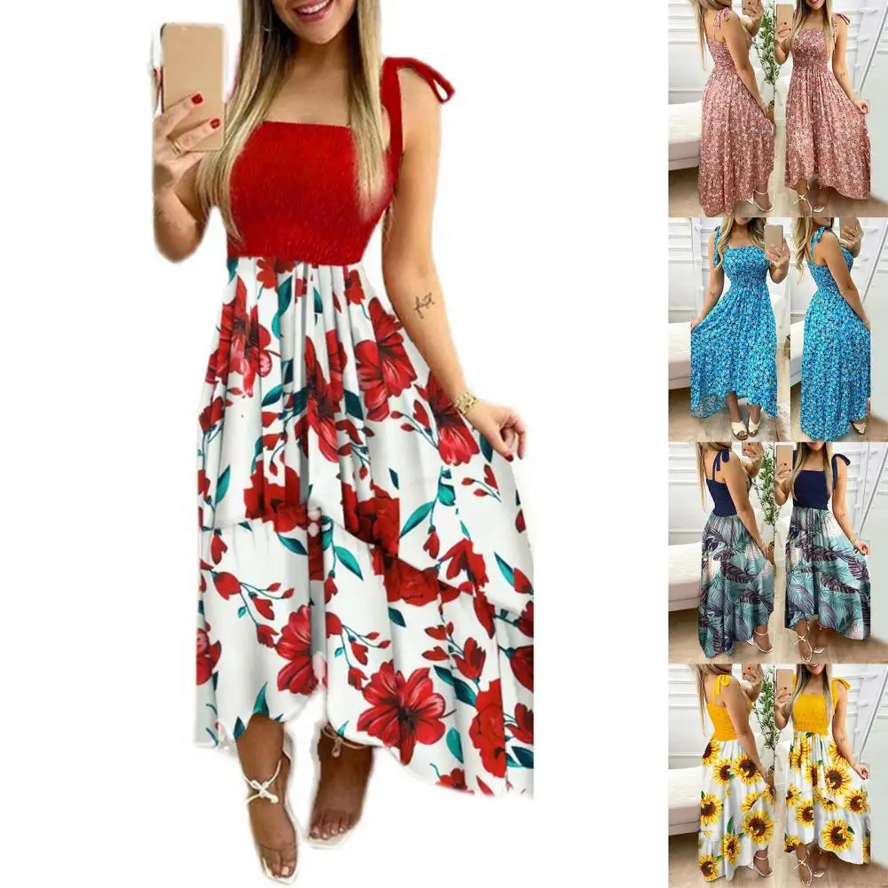 Women Dress Floral Print Off Shoulder Boho Sling Low Cut Patchwork Dress for Party
Women Dress Floral Print Off Shoulder Boho Sling Low Cut Patchwork Dress for Party