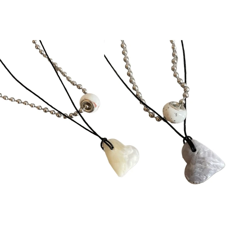 Set of 2 Dual-Layered Heart Pendant Necklace Set Beads Necklaces for Woman Girls
Set of 2 Dual-Layered Heart Pendant Necklace Set Beads Necklaces for Woman Girls